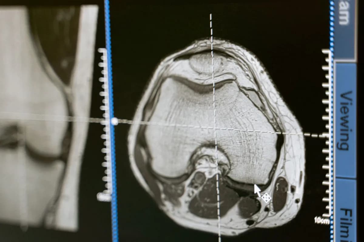 MRI scan displayed on a radiology monitor