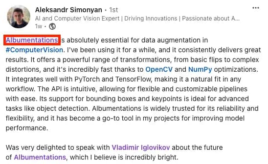 Testimonial from Alexandr Simonyan, Computer Vision Engineer