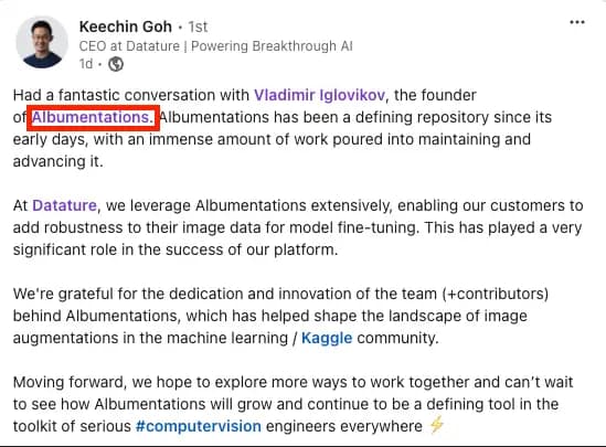 Testimonial from Keechin Goh, CEO of Datature