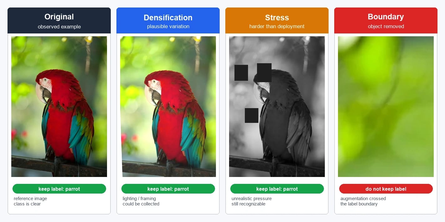 Classification densification, stress, and label-boundary examples