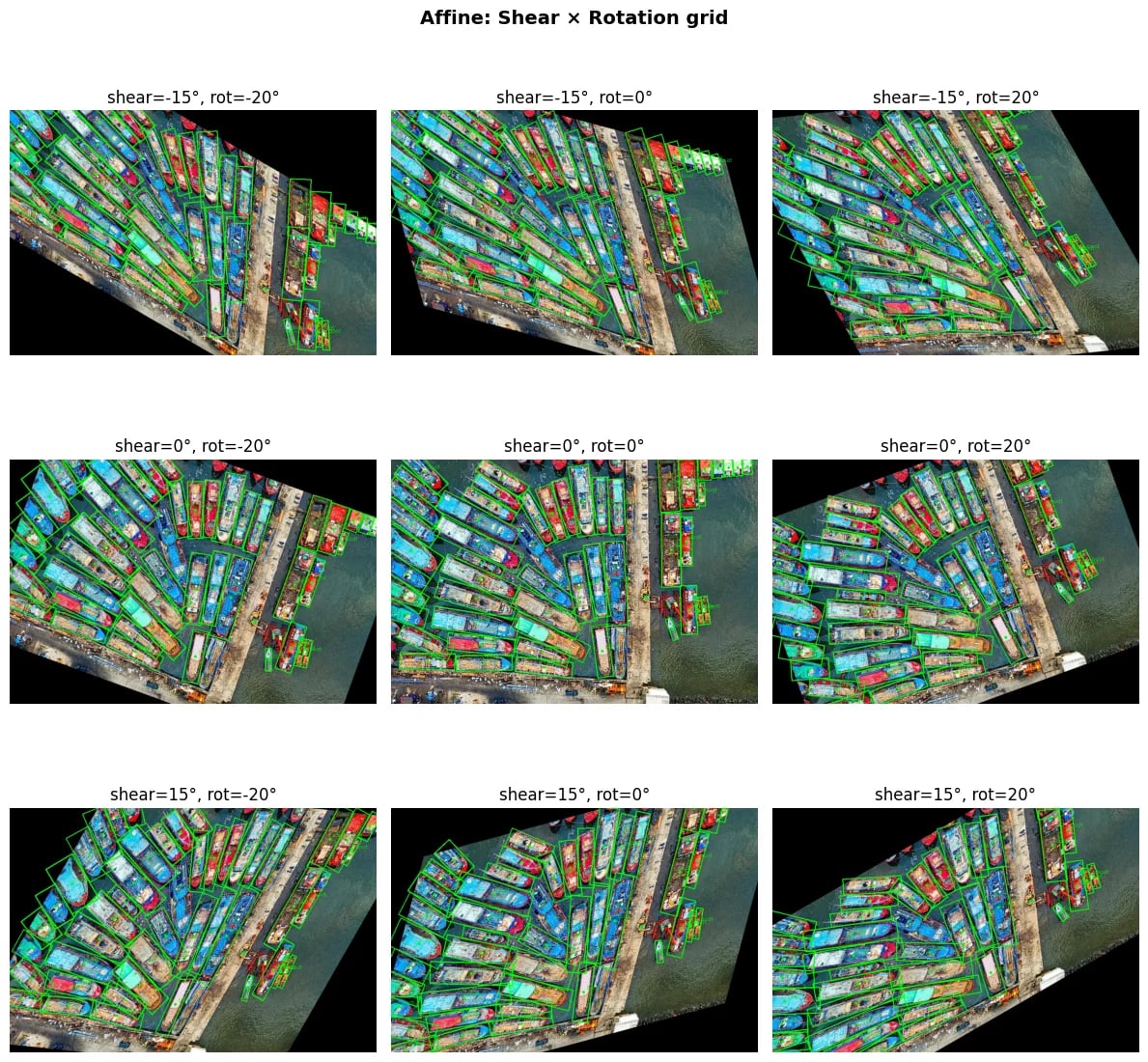 Affine: shear × rotation grid